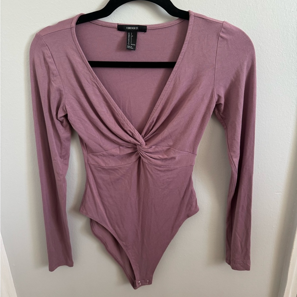 Forever21 Long Sleeve Front Knot Bodysuit
